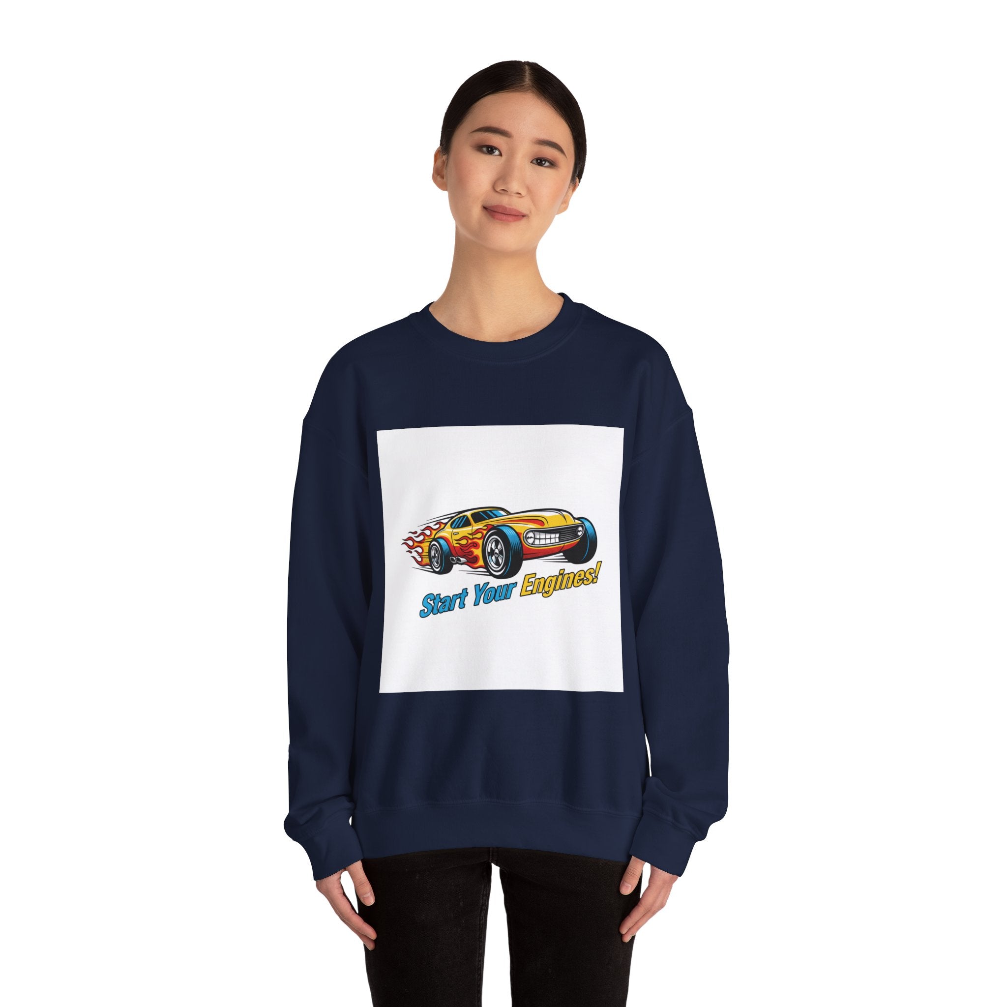 Retro Cartoon Dragster Sweatshirt | racing flame shirt, vintage car illustration