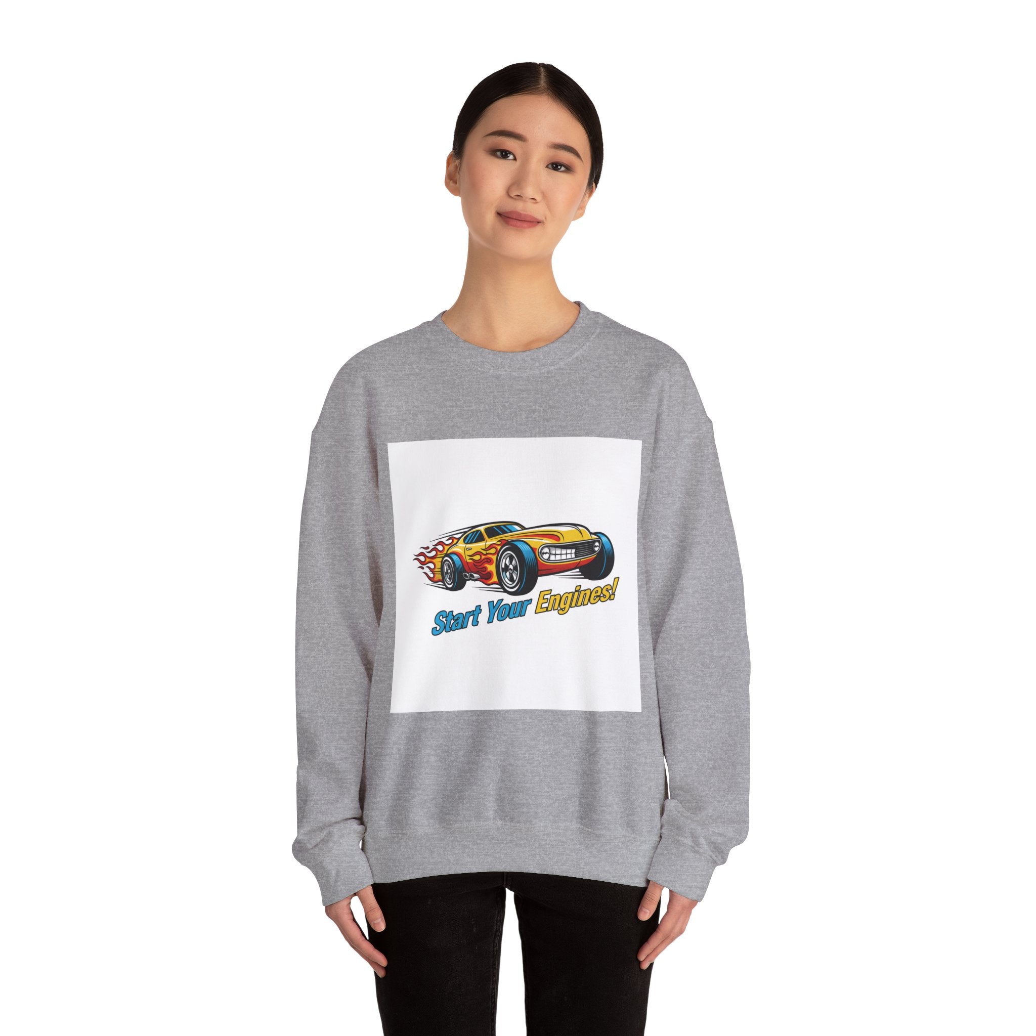 Retro Cartoon Dragster Sweatshirt | racing flame shirt, vintage car illustration