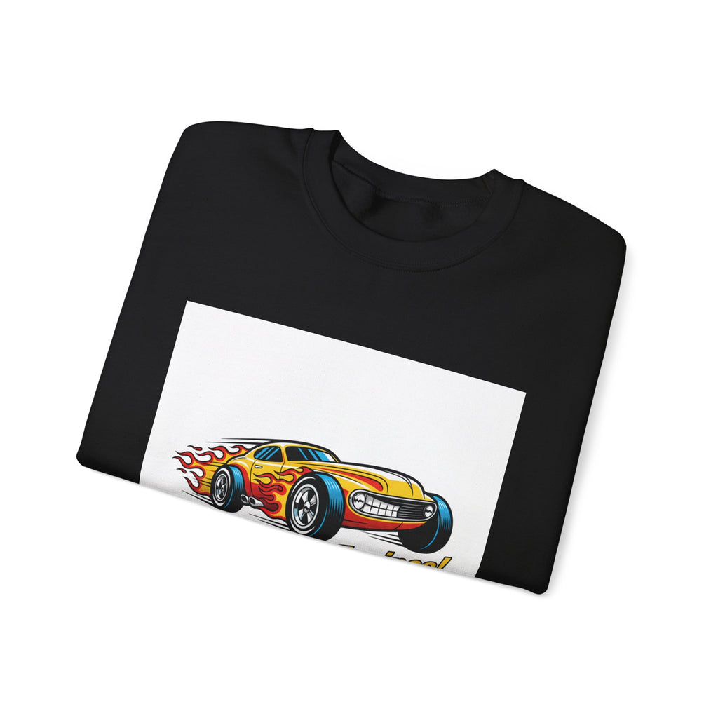 Retro Cartoon Dragster Sweatshirt | racing flame shirt, vintage car illustration