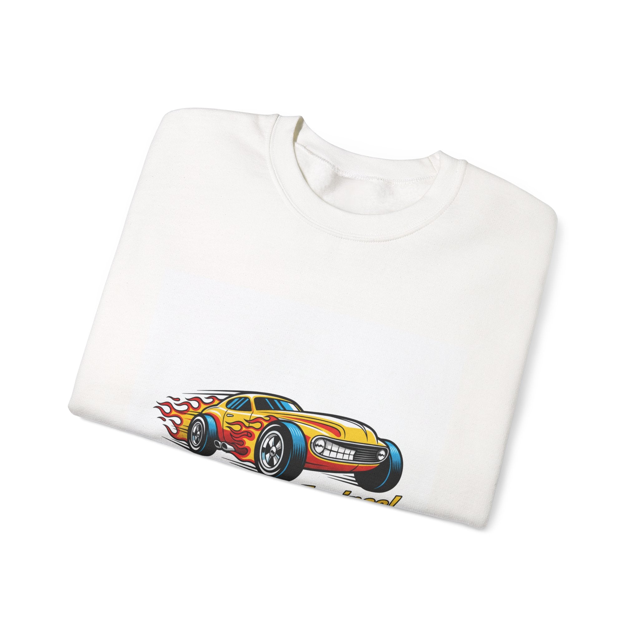 Retro Cartoon Dragster Sweatshirt | racing flame shirt, vintage car illustration
