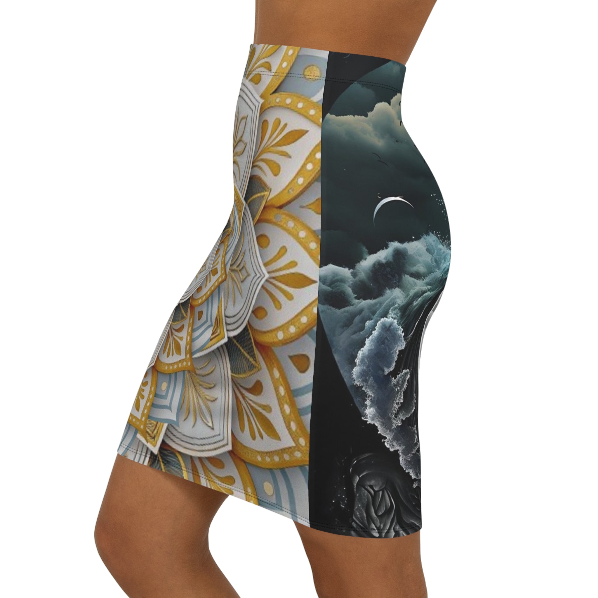 Women's Mid-Waist Pencil Skirt (AOP)