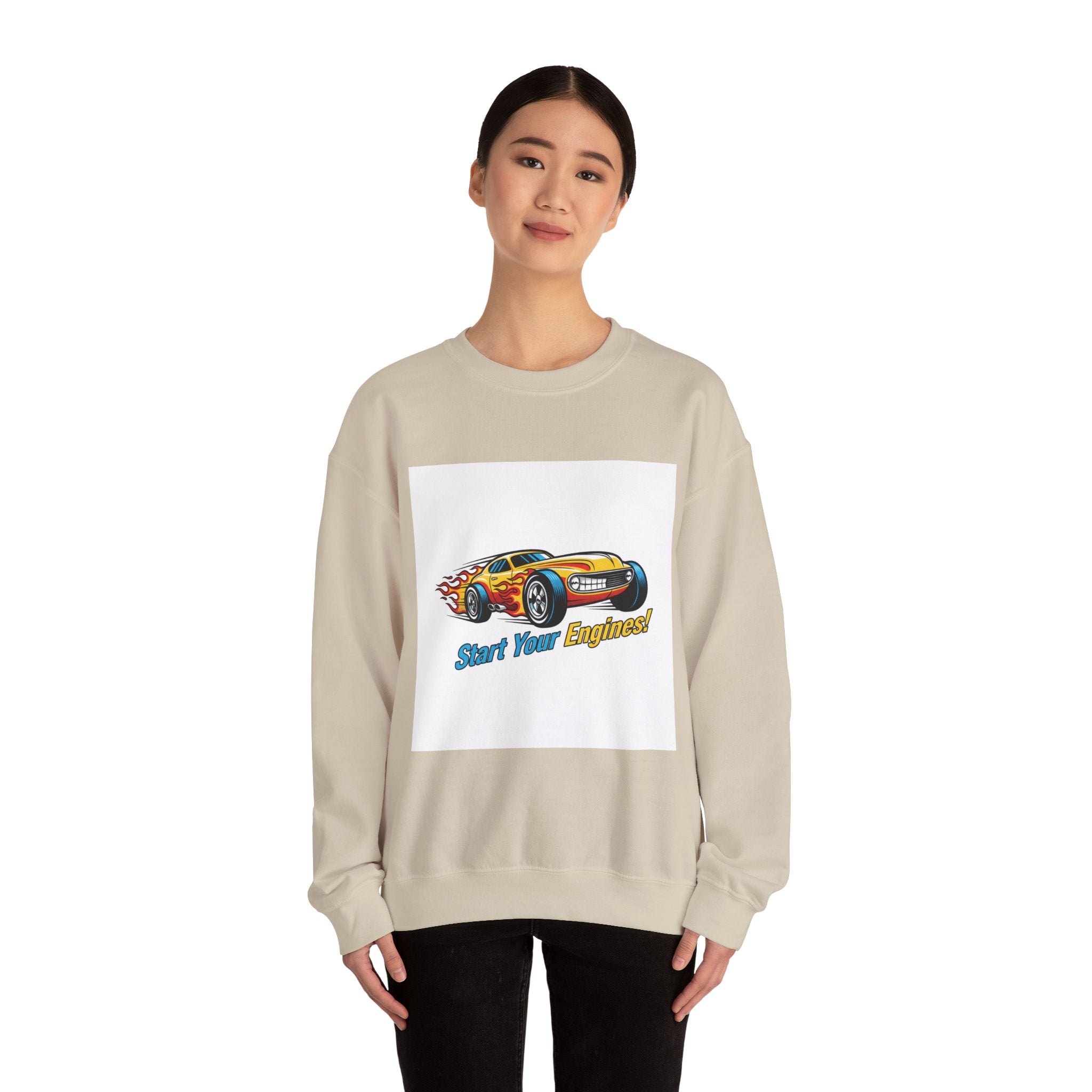 Retro Cartoon Dragster Sweatshirt | racing flame shirt, vintage car illustration
