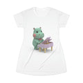 Cute Hippo Playing Piano T‑Shirt Dress — Whimsical Animal Music Graphic