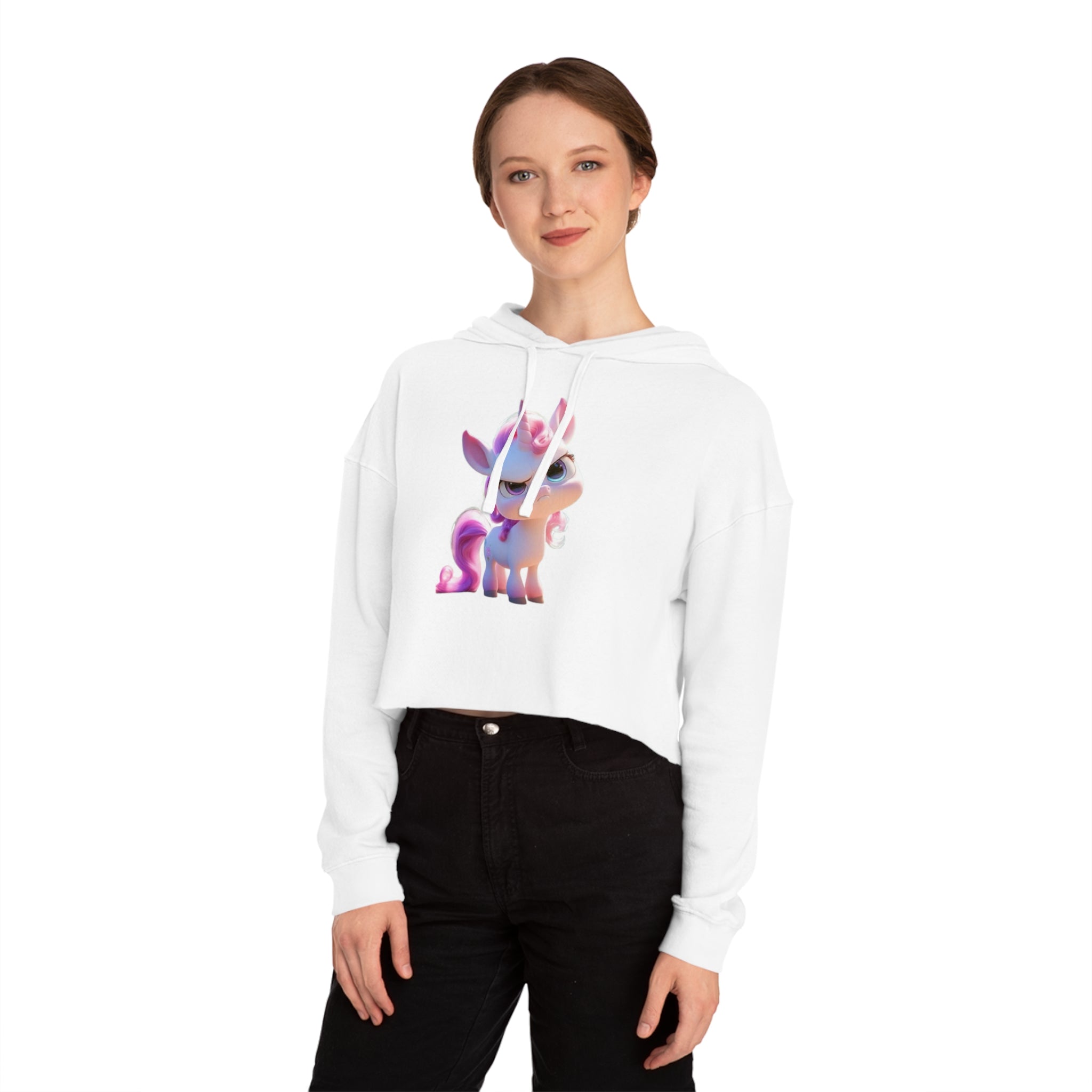 Unicorn Fairy Cropped Hoodie — Cute Girl & Unicorn Graphic Sweatshirt