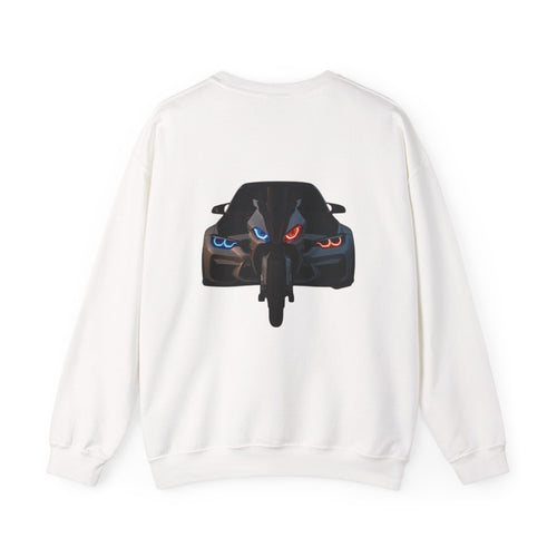 Crewneck Sweatshirt - Bold Twin-Engine Car & Motorcycle Front Graphic