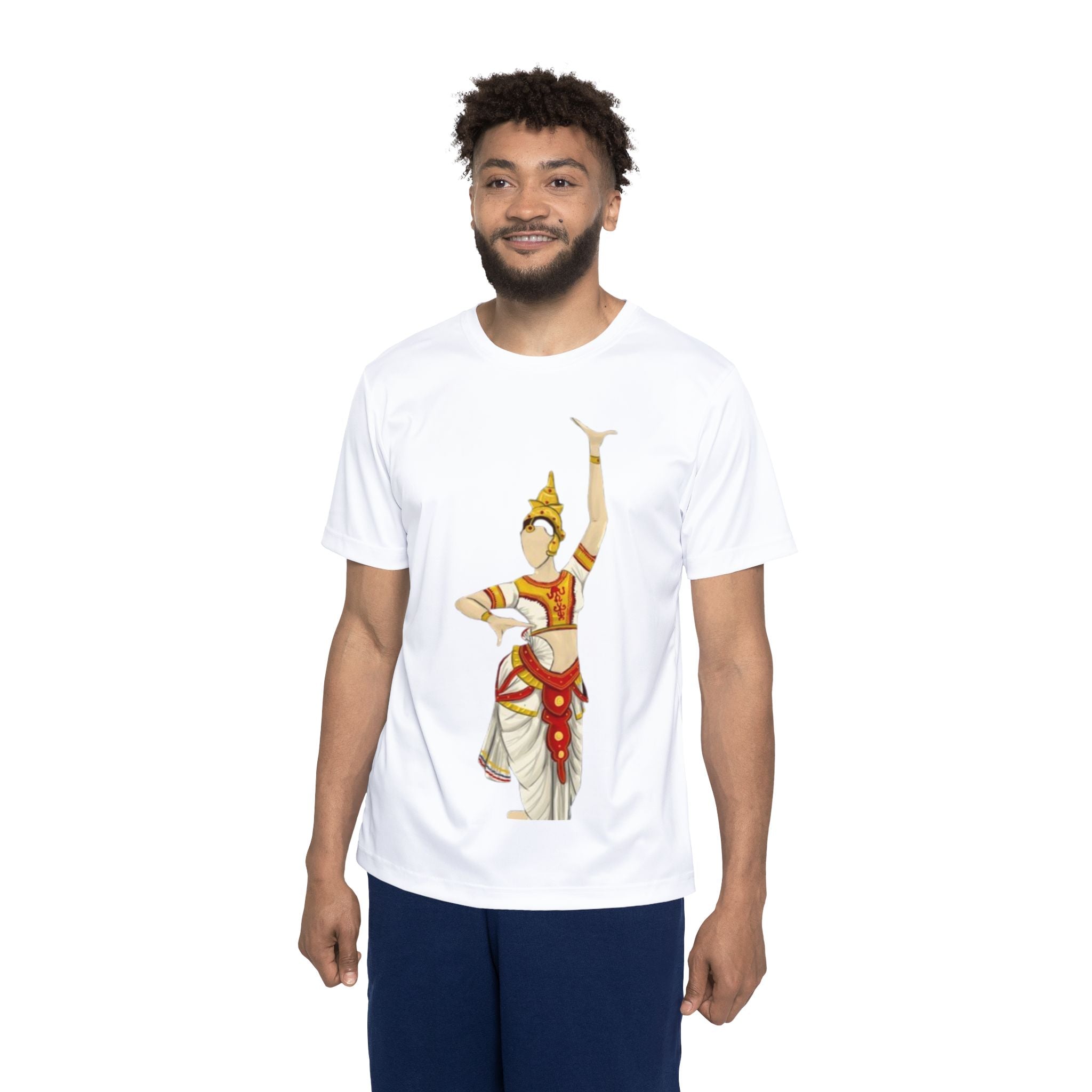 Ethnic Dancer & Colorful Elephant Sports Jersey — Men's Cultural Graphic Athletic Tee