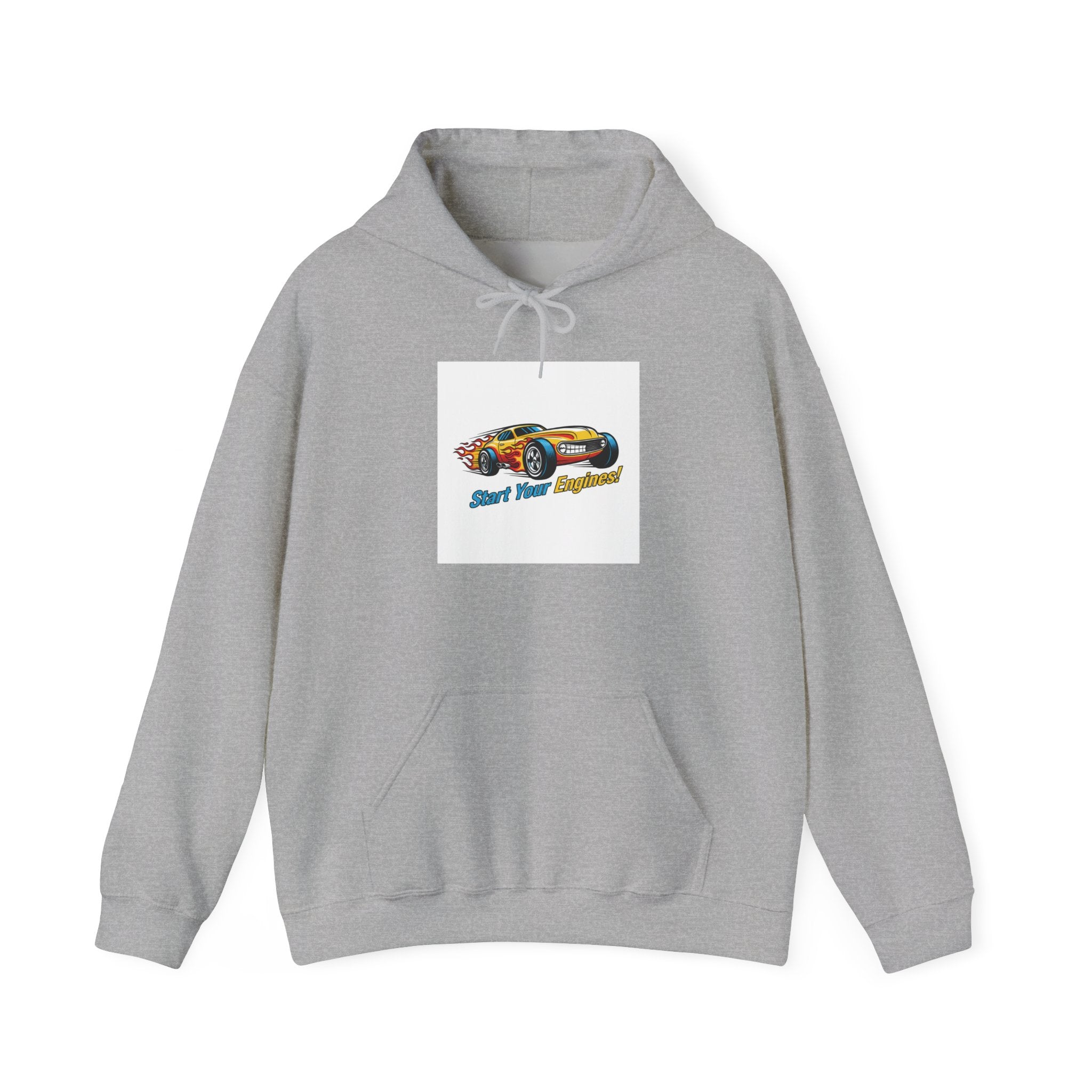 Retro Cartoon Racing Car Hoodie | vintage car illustration, racing flames