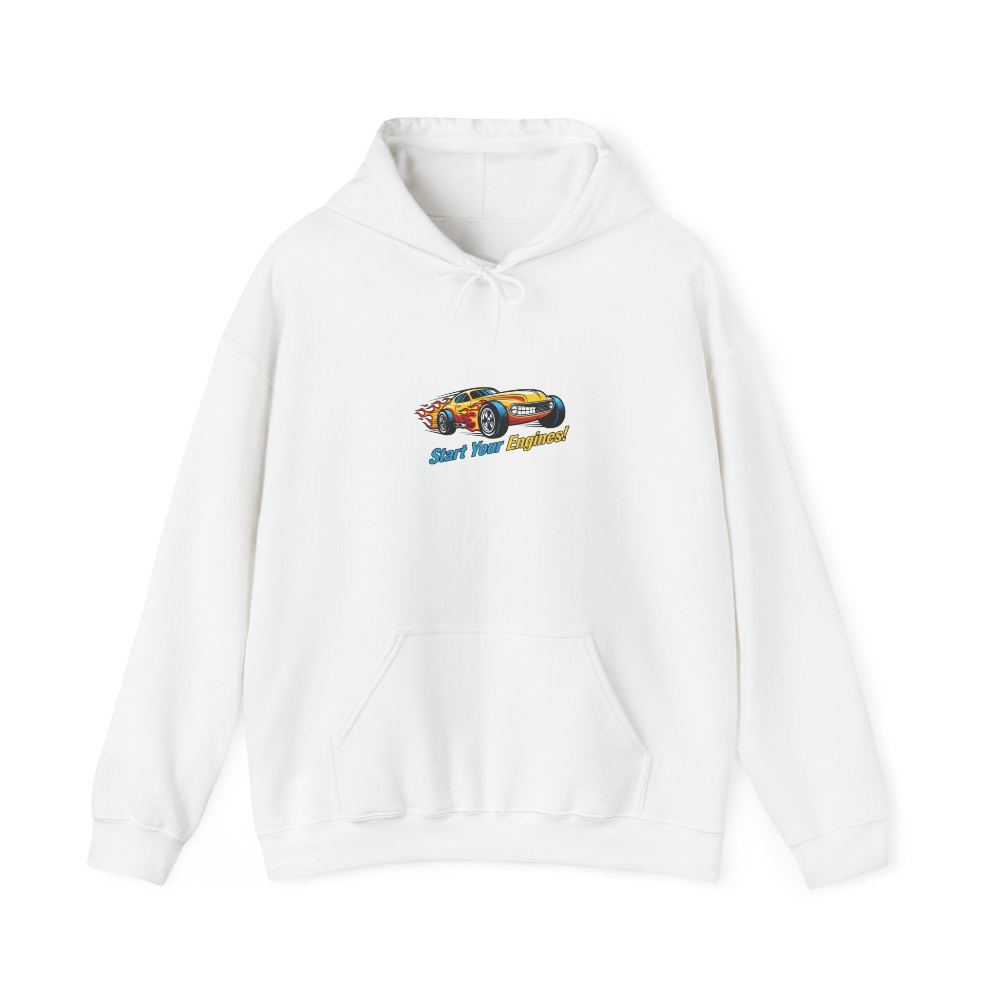 Retro Cartoon Racing Car Hoodie | vintage car illustration, racing flames