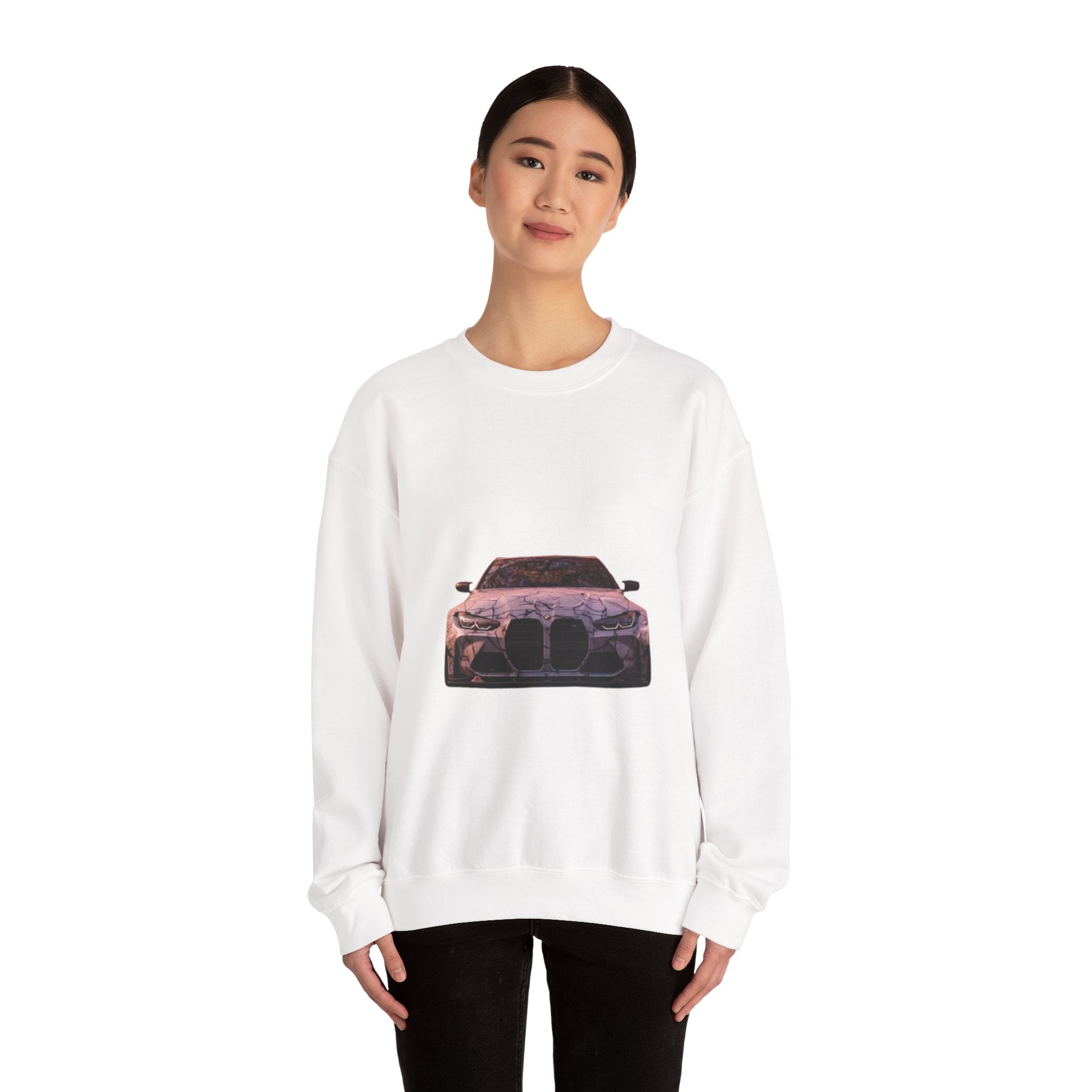 Crewneck Sweatshirt - Bold Twin-Engine Car & Motorcycle Front Graphic