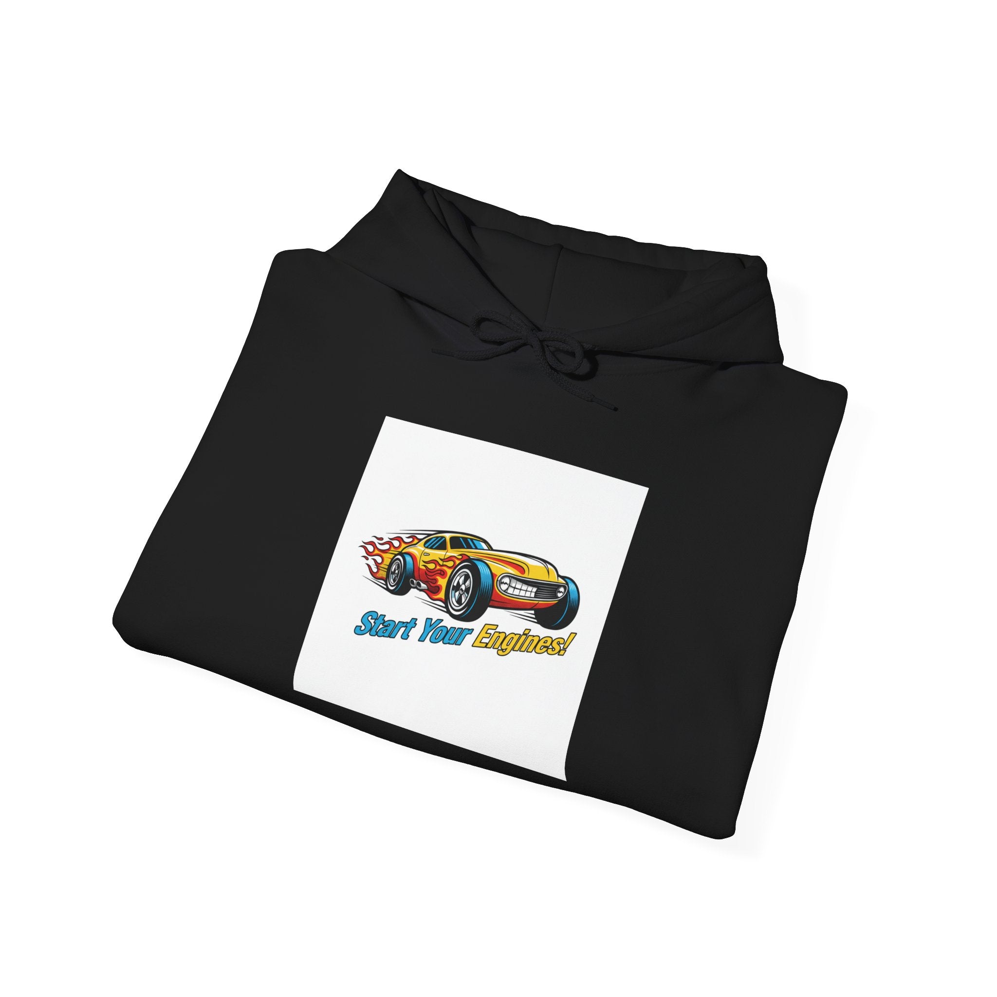 Retro Cartoon Racing Car Hoodie | vintage car illustration, racing flames