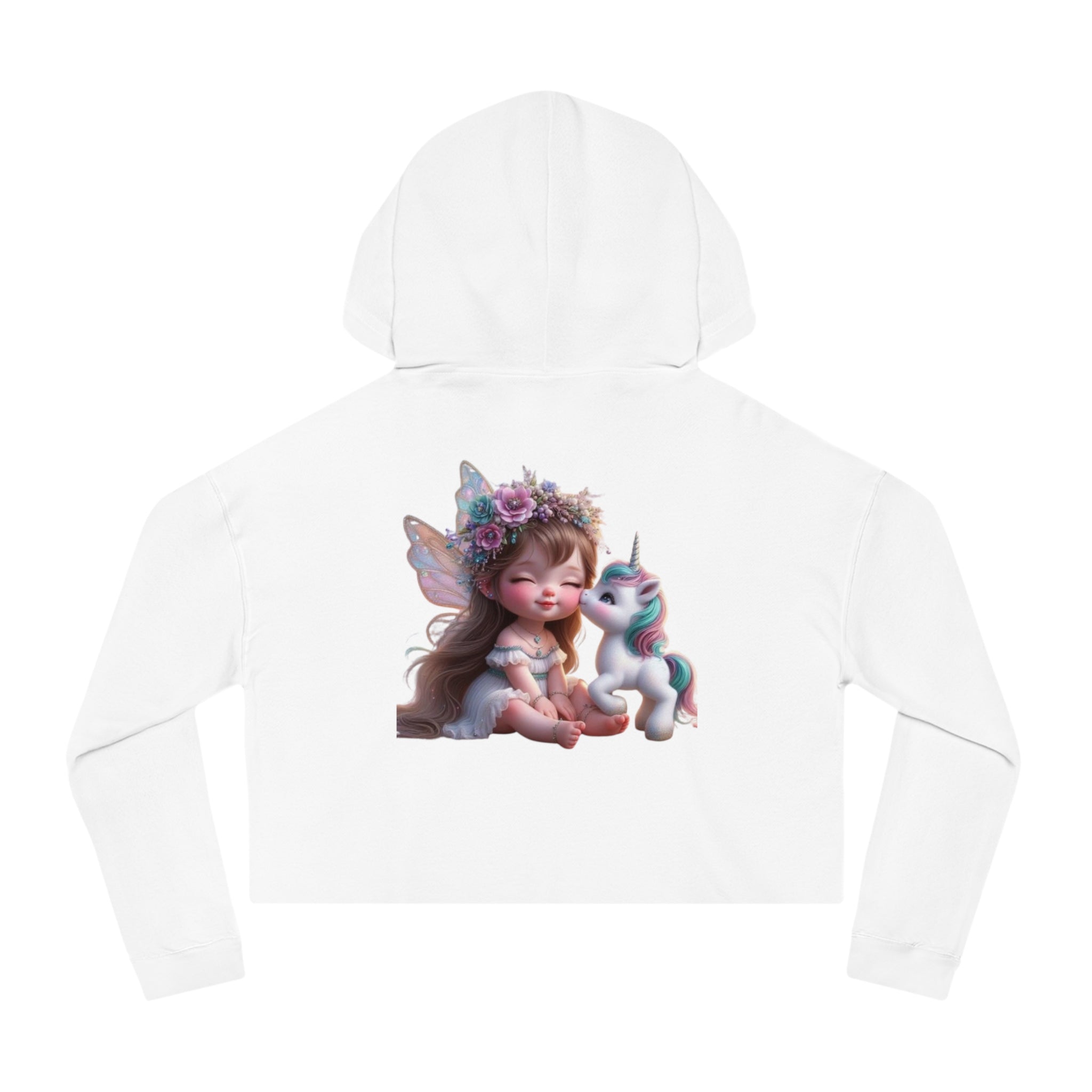 Unicorn Fairy Cropped Hoodie — Cute Girl & Unicorn Graphic Sweatshirt