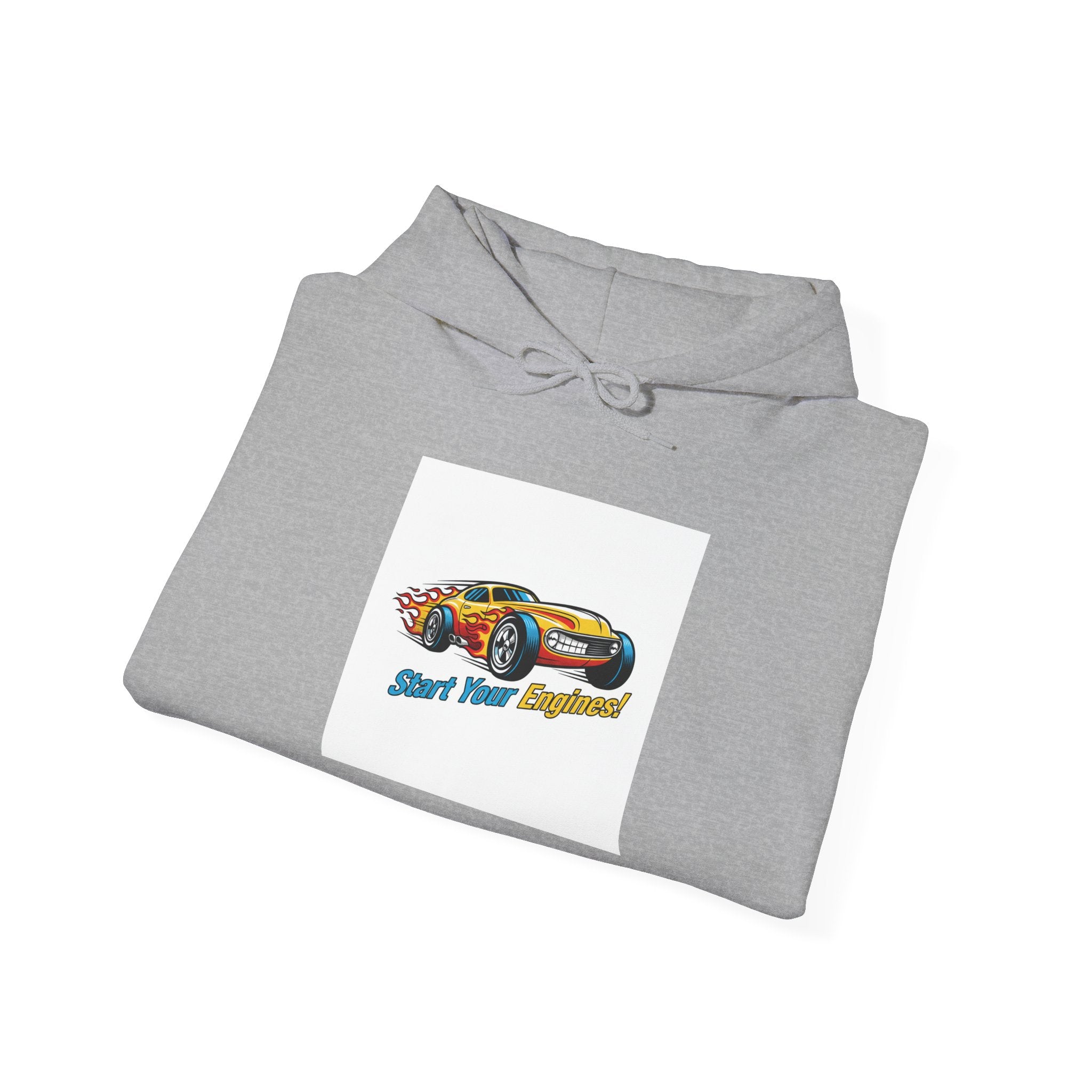 Retro Cartoon Racing Car Hoodie | vintage car illustration, racing flames
